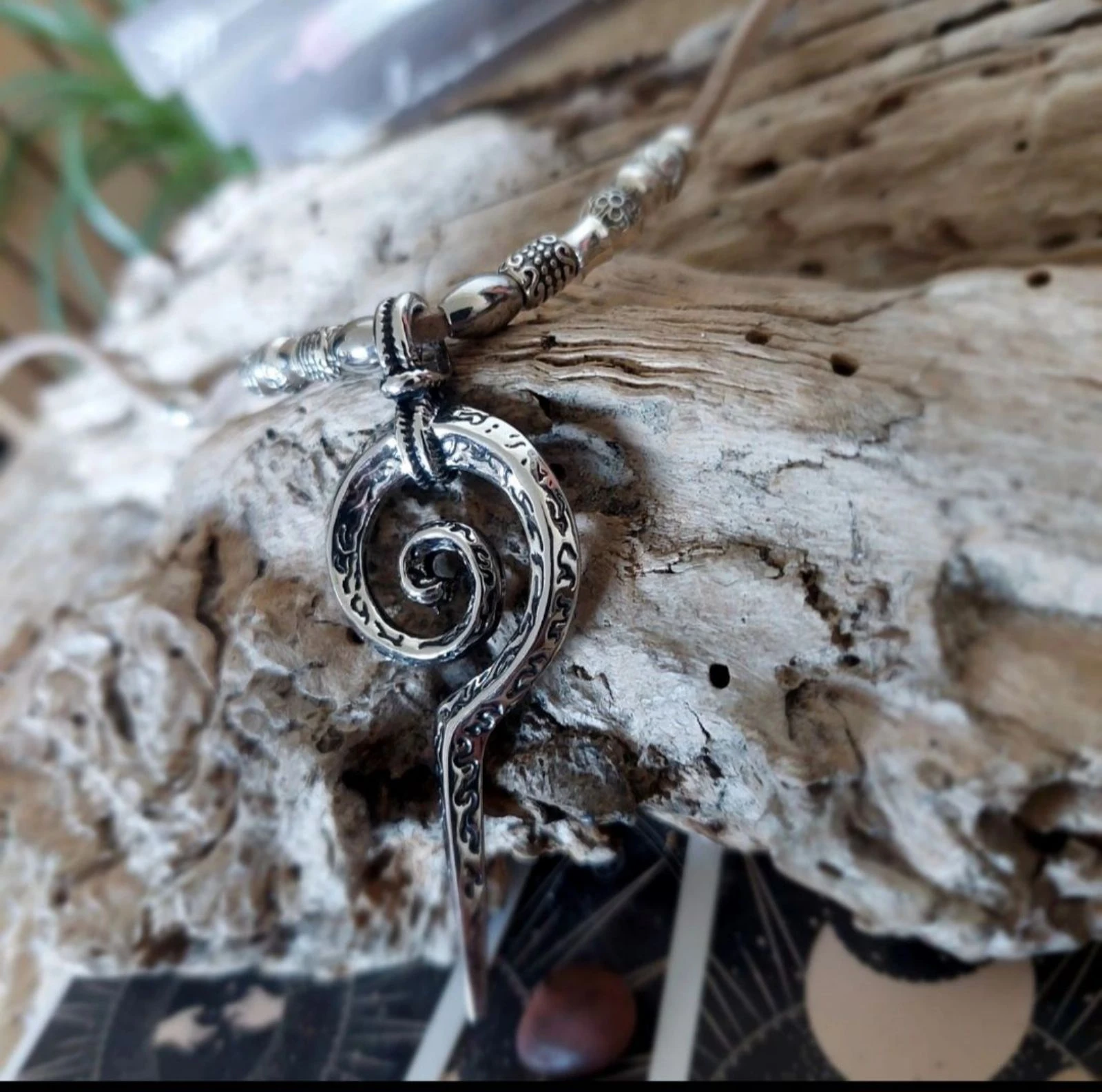 Colar espiral boho-rock?, colar bege – photo 7